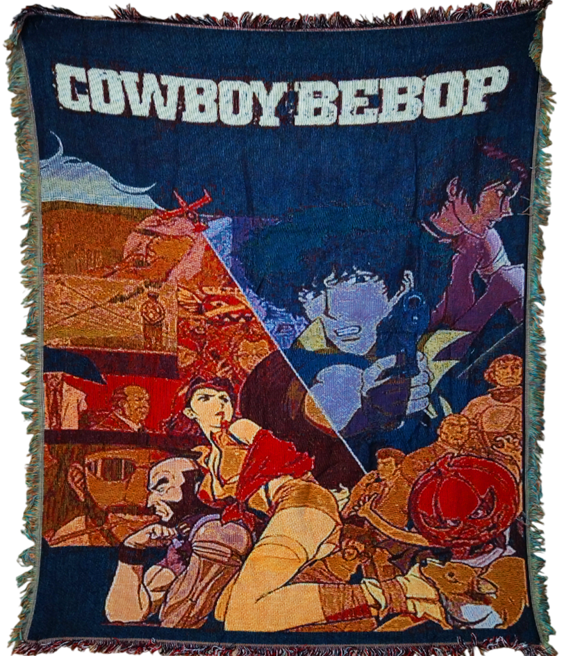 Гобелен Гобелен Cowboy Bebop (Спайк Шпигель — тёмный фон, яркий коллаж, джаз-вайб)